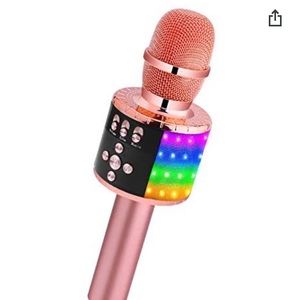 Bonaok Q37 Wireless Microphone & HIFI Speaker with LED lights Rose Gold